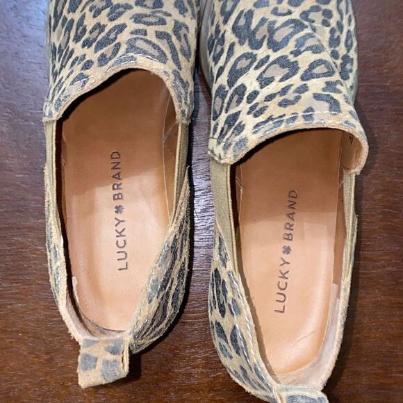 LUCKY BRAND Fallo Womens Suede Slip On Ankle Boots In Cheetah size 8 - Picture 14 of 15